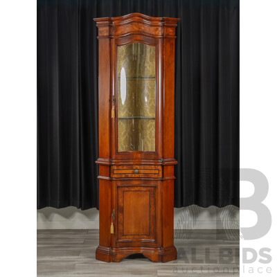 Italian Inlaid Two Piece Corner Display Cabinet