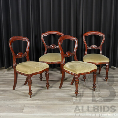 Set of Four Victorian Mahogany Balloon Back Dining Chairs