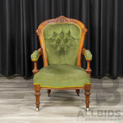 Edwardian Walnut Grandfather Chair