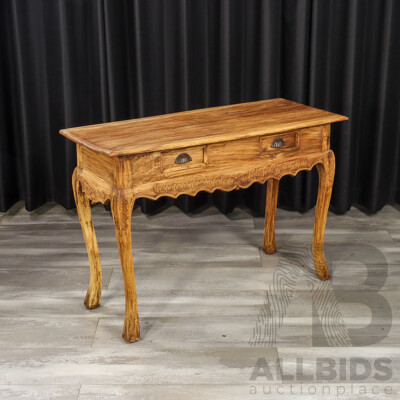 Raw Timber Hall Table with Two Drawers