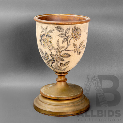 Vintage Ceramic and Copper Single Stemmed Chalice