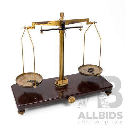 Set of Vintage Brass Balance Scales by Griffin & Tatlock