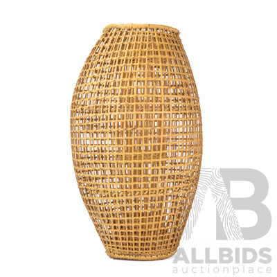Vintage Cane Hand Woven Fish Trap Basket