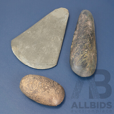 Collection of Three Vintage P.N.G Hand Held Axe Heads