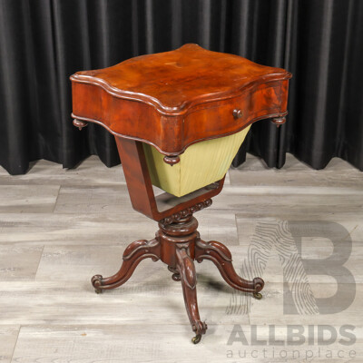 Victorian Mahogany Pedestal Sewing Box