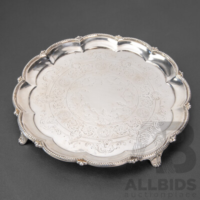 Antique Sterling Silver Tray, Henry Stratford, Sheffield, 1890