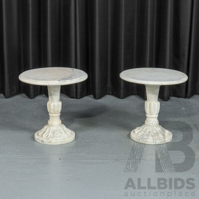 Pair of Matching Vintage Marble Side Tables