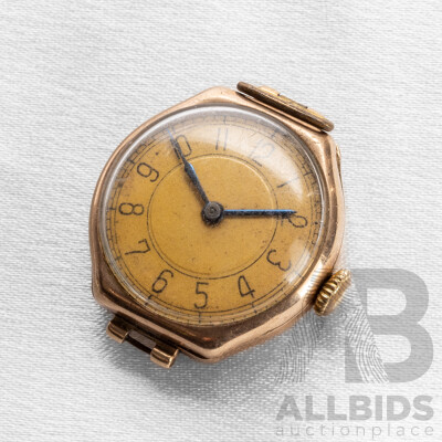 Vintage 9ct Gold Swiss Made Tavannes Watch Co Watch Face - 15.19gms