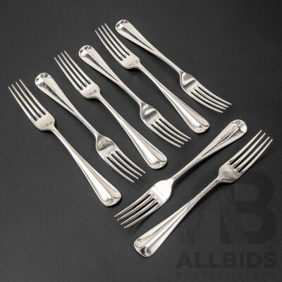 Eight Antique Sterling Silver Forks, Holland, Aldwinckle & Slater, London, 1897