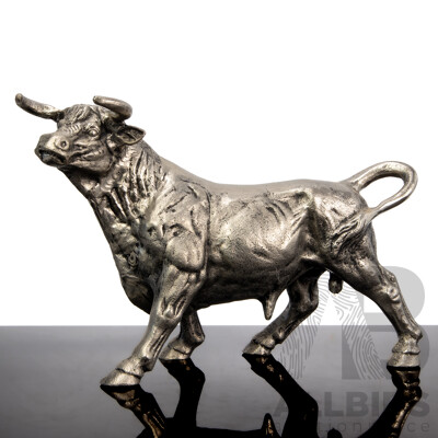 Cast Alloy Stylized Figure of a Raging Bull