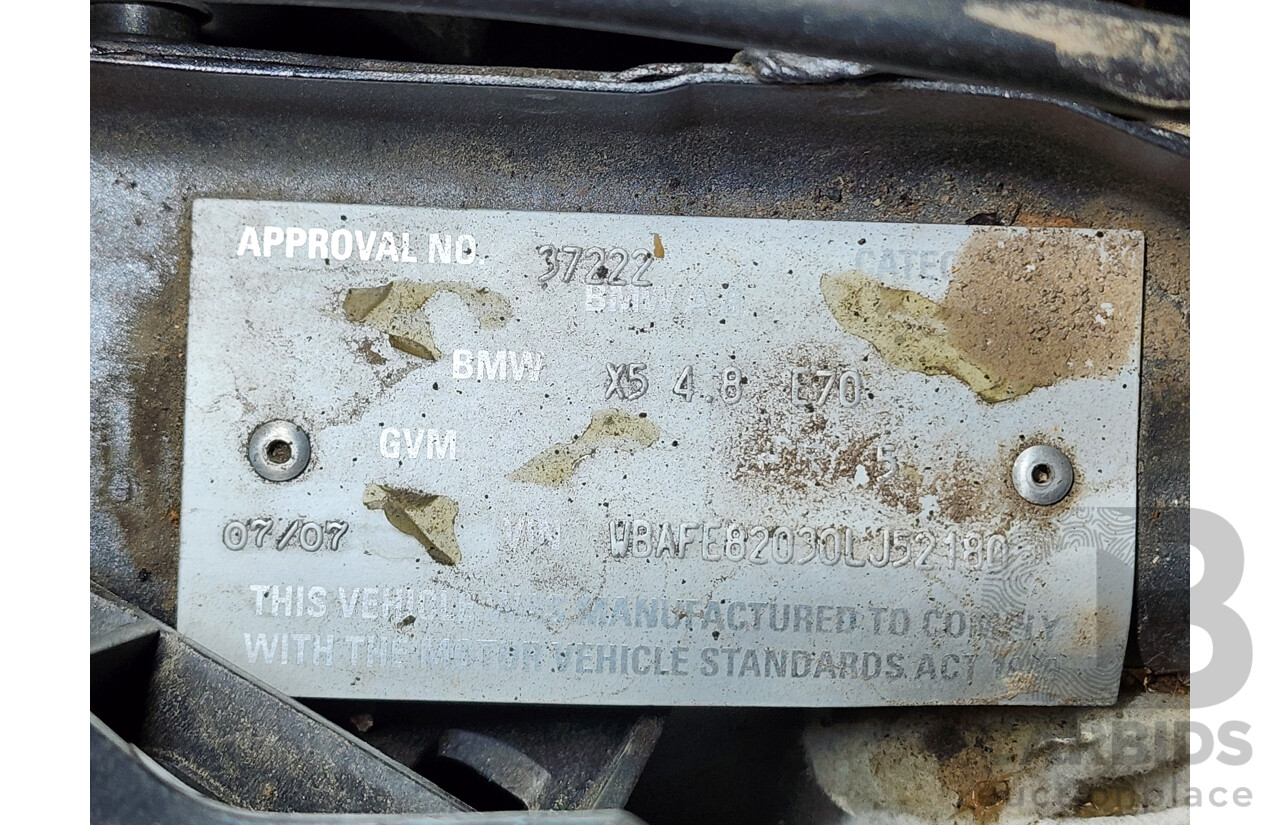 7/2007 Bmw X5 4.8i E70 4d Wagon Grey 4.8L