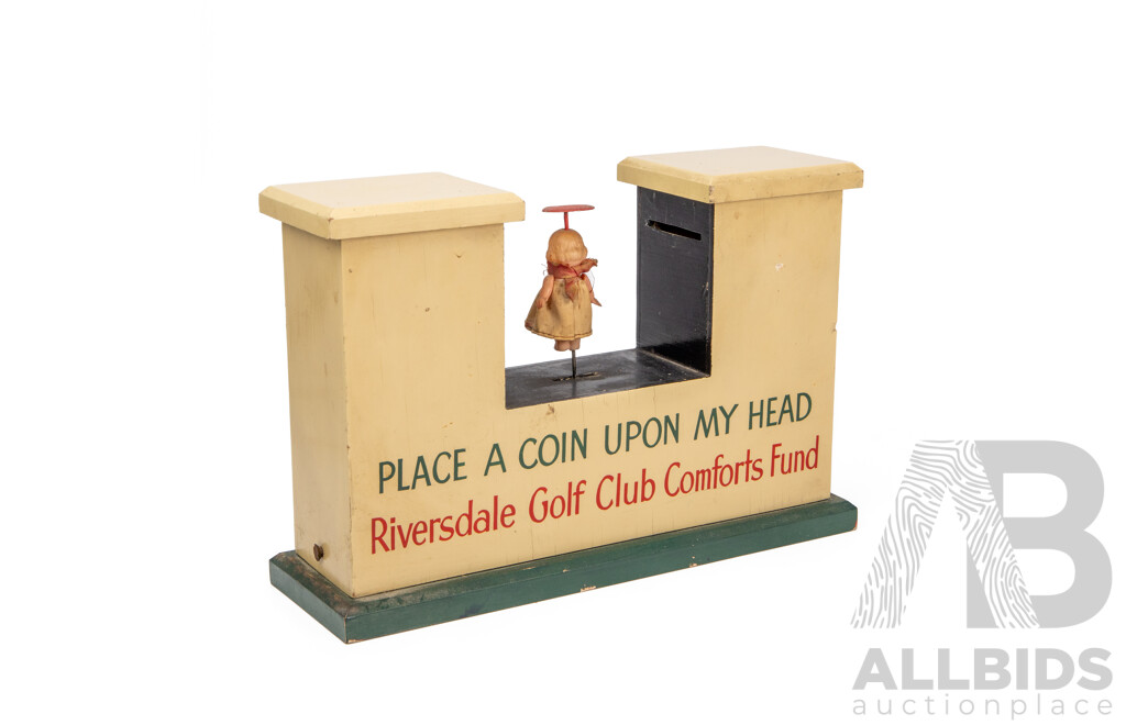 Vintage Timber Double Sided Swaying Figurative Money Box