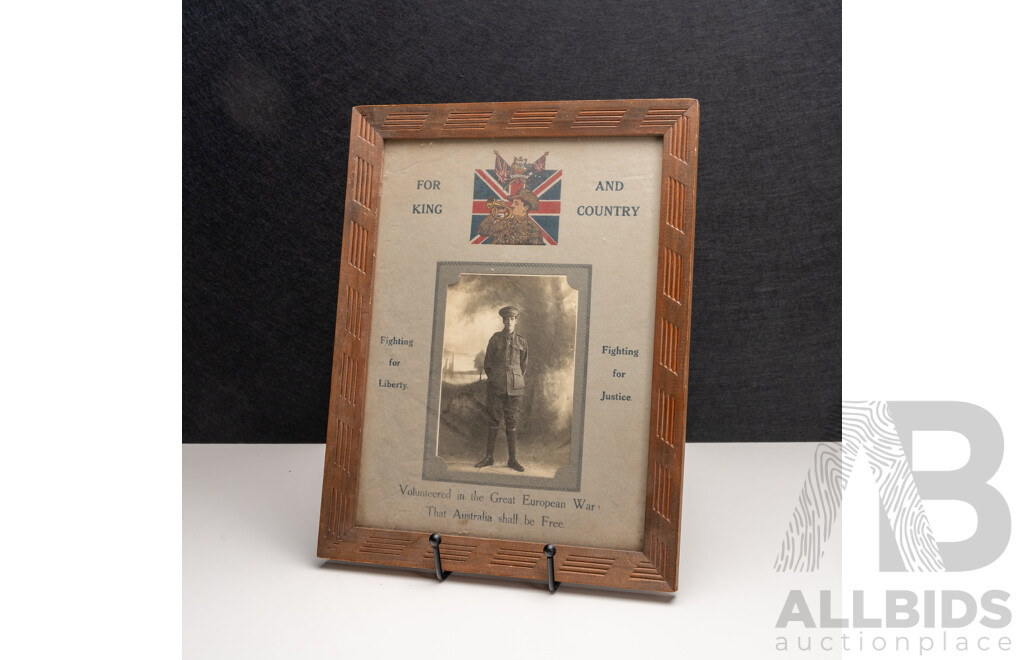 Framed World War I Memorial Scroll