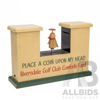 Vintage Timber Double Sided Swaying Figurative Money Box