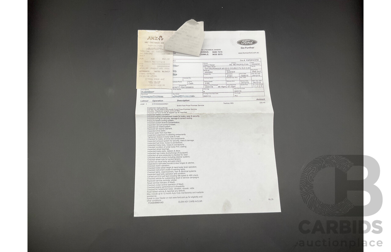 7/2015 Ford Ranger XLS 3.2 (4x4) PX MKII Dual Cab Utility Metropolitan Grey Metallic Turbo Diesel 3.2L
