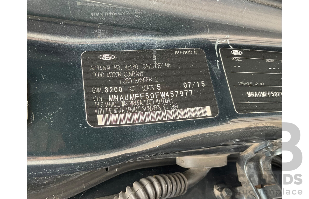 7/2015 Ford Ranger XLS 3.2 (4x4) PX MKII Dual Cab Utility Metropolitan Grey Metallic Turbo Diesel 3.2L