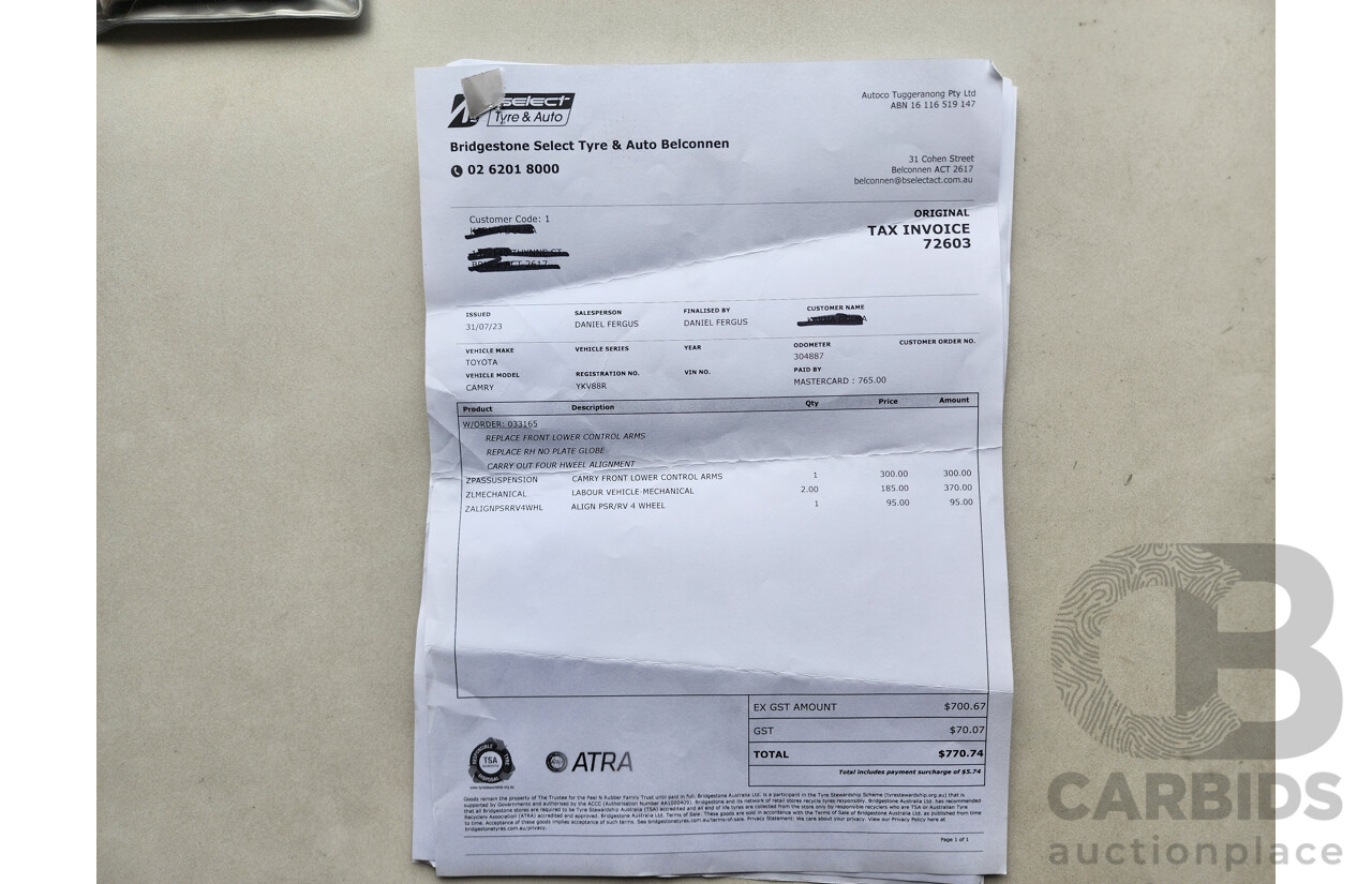 11/2007 Toyota Camry Grande ACV40R 4d Sedan Black 2.4L