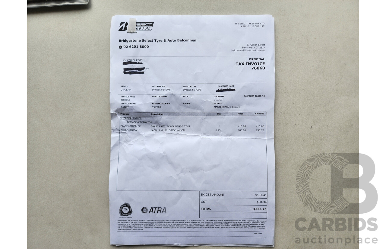 11/2007 Toyota Camry Grande ACV40R 4d Sedan Black 2.4L