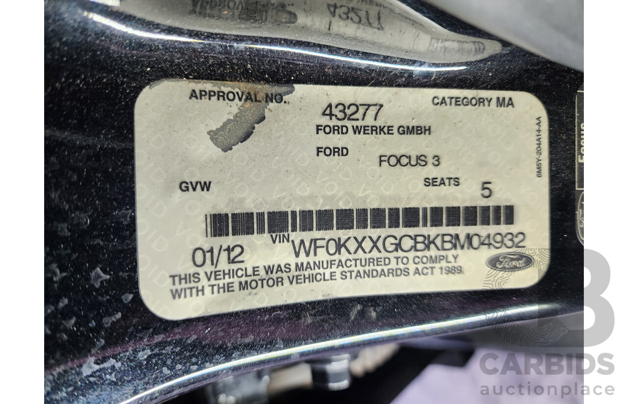 1/2012 Ford Focus Ambiente LW 5d Hatchback Black 1.6L