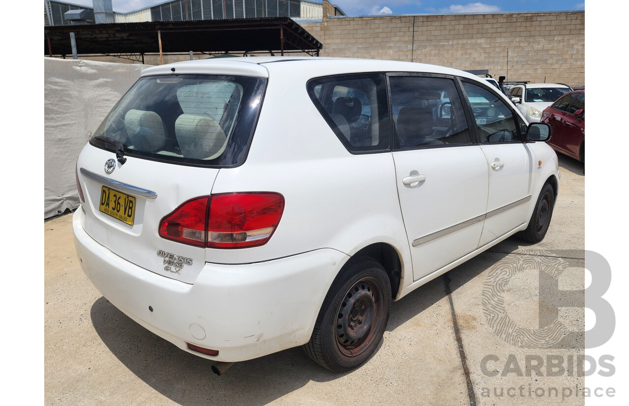 8/2002 Toyota Avensis Verso GLX ACM20R 4d Wagon White 2.0L