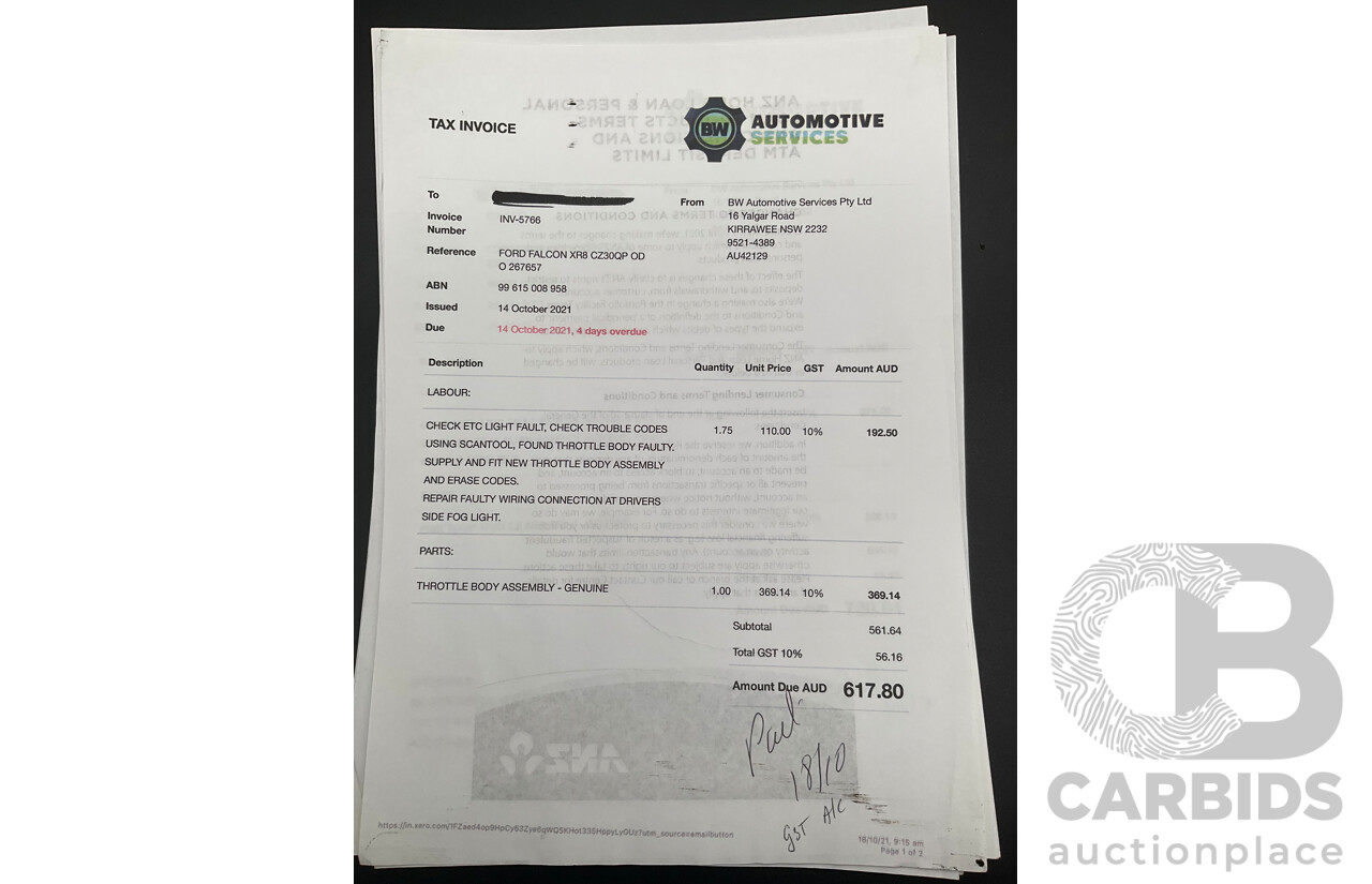 1/2006 Ford Falcon XR8 BF Utility Winter White V8 5.4L