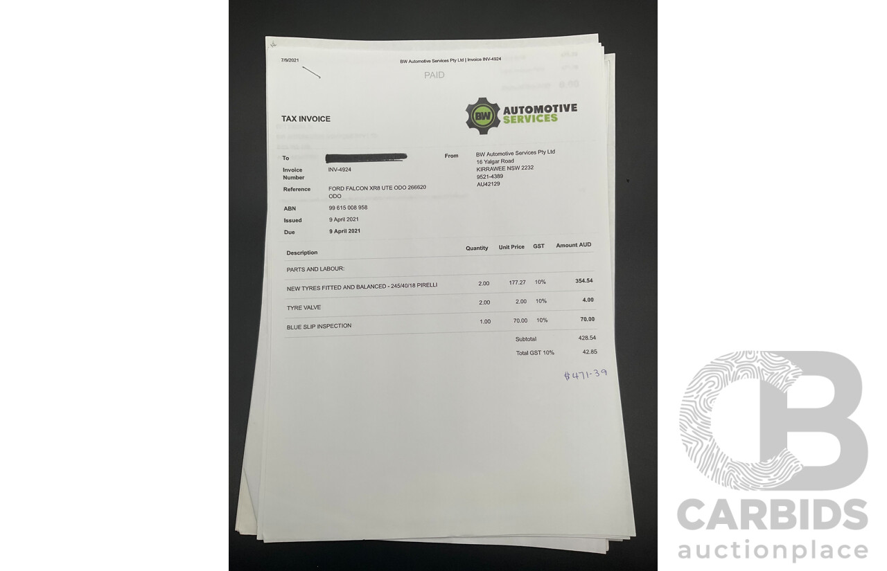 1/2006 Ford Falcon XR8 BF Utility Winter White V8 5.4L