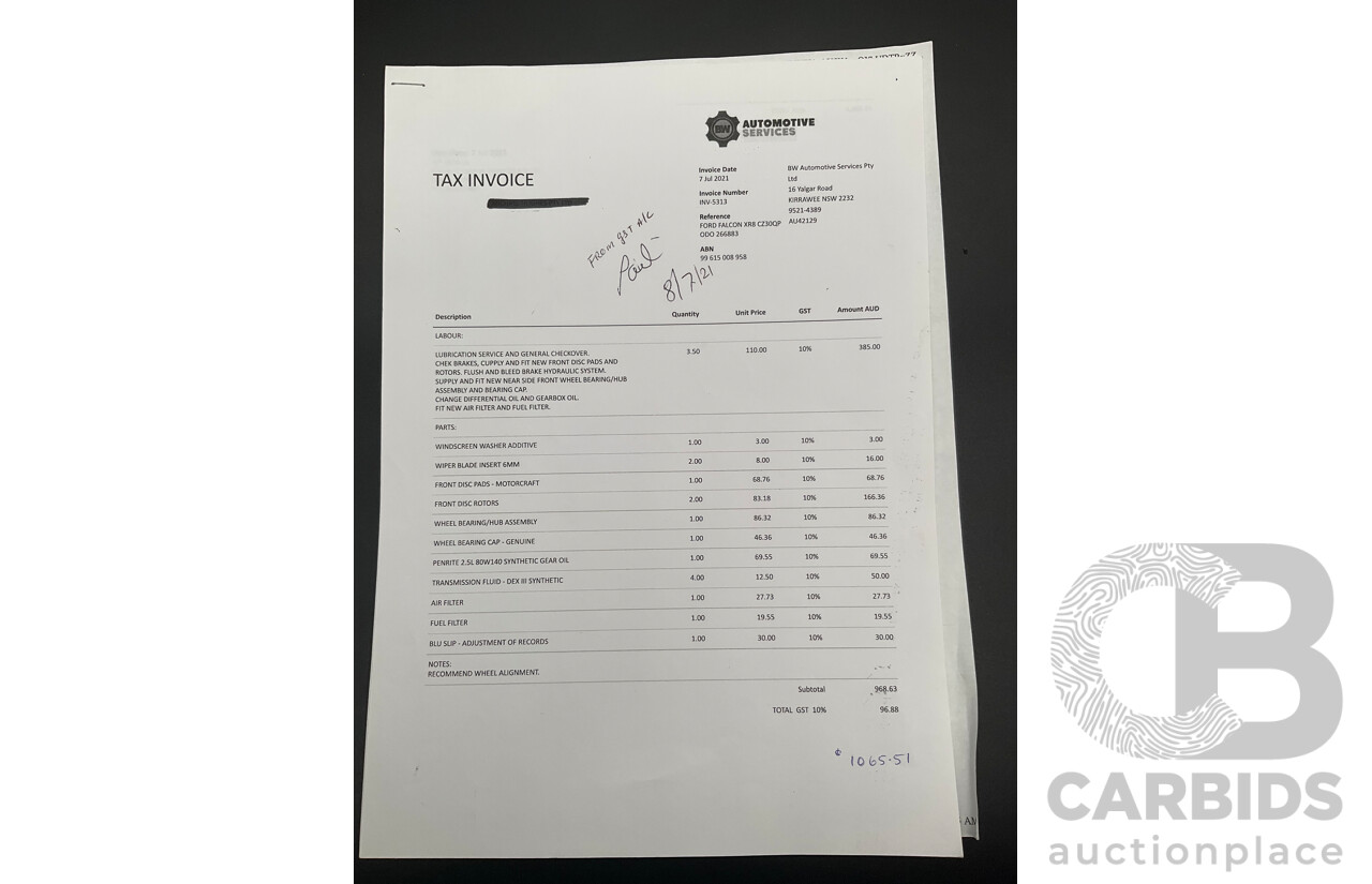 1/2006 Ford Falcon XR8 BF Utility Winter White V8 5.4L
