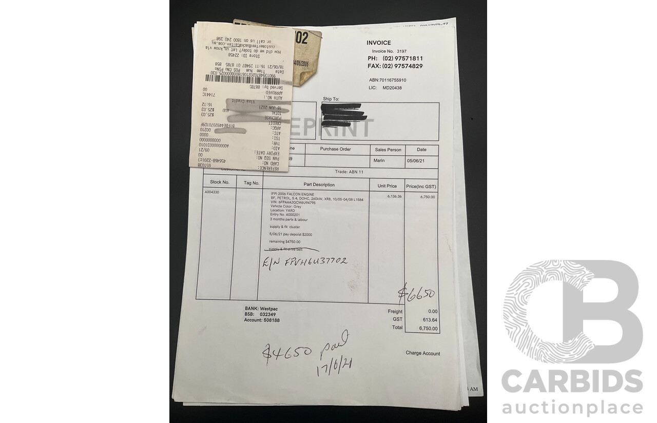 1/2006 Ford Falcon XR8 BF Utility Winter White V8 5.4L