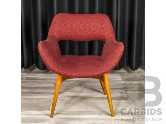 Grant Featherston Contour Space Chair with Modern Red Upholstery, Circa 1953