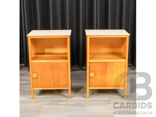 Pair of Single Door UK Maple Bedsides with Formica Tops