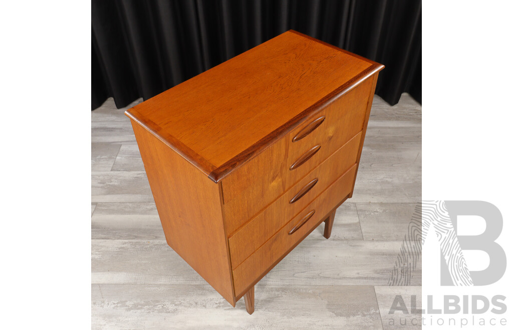 Teak Four Drawer Elevated Chest, Homeworthy, England