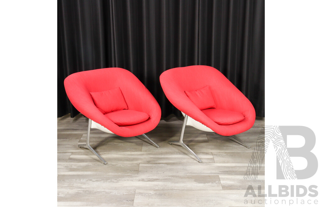 Good Rare Pair of Lurashell Armchairs with New Upholstery