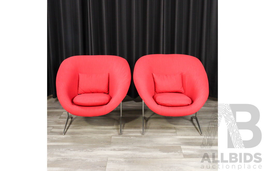 Good Rare Pair of Lurashell Armchairs with New Upholstery