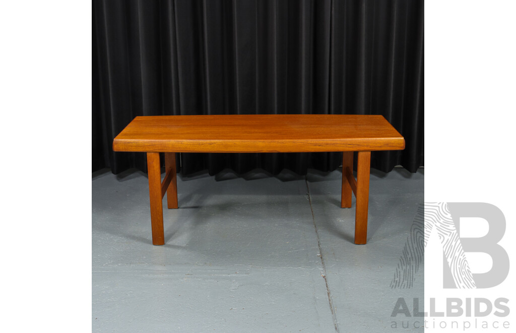 Danish Oversized Teak Coffee Table with Single Pull Out Shelf