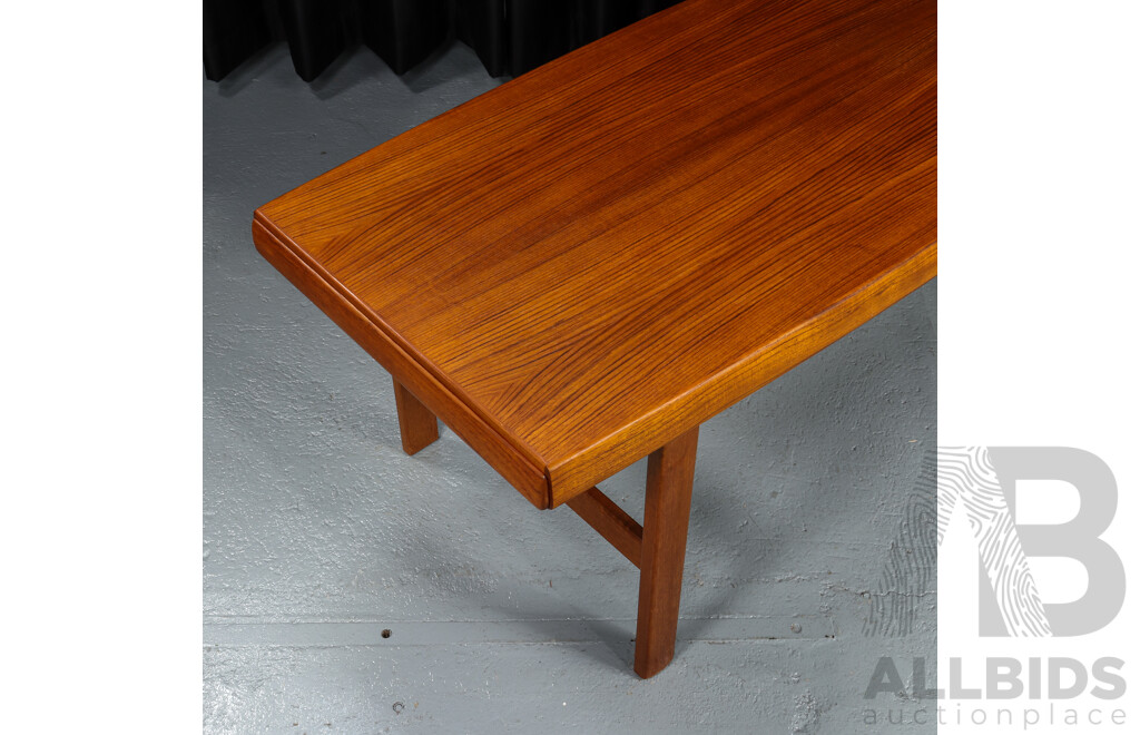 Danish Oversized Teak Coffee Table with Single Pull Out Shelf