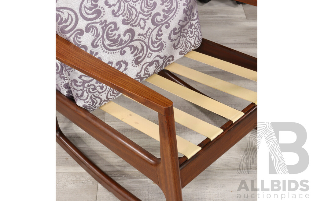 Vintage Afromosia Rocking Chair with Upholstered Seat and Back