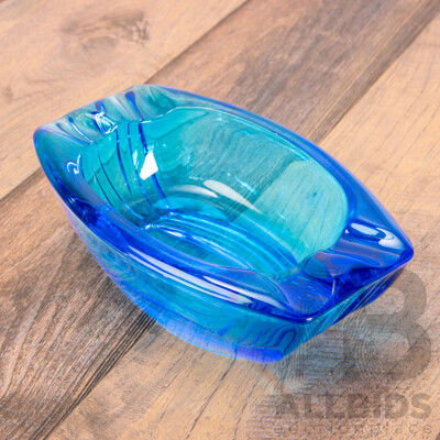 Vintage Pressed Glass Sklo Ashtray in Blue