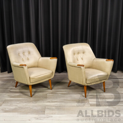 Pair of Vintage Australian Made Armchairs with Original Vinyl Upholstery