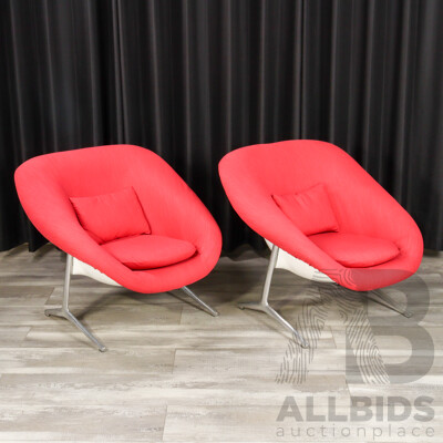 Good Rare Pair of Lurashell Armchairs with New Upholstery