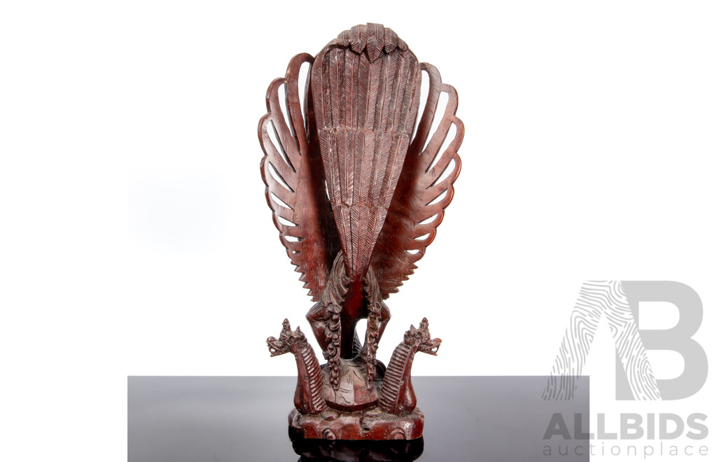 Balinese Wood Carving of Vishnu Riding Garuda by Fatimah