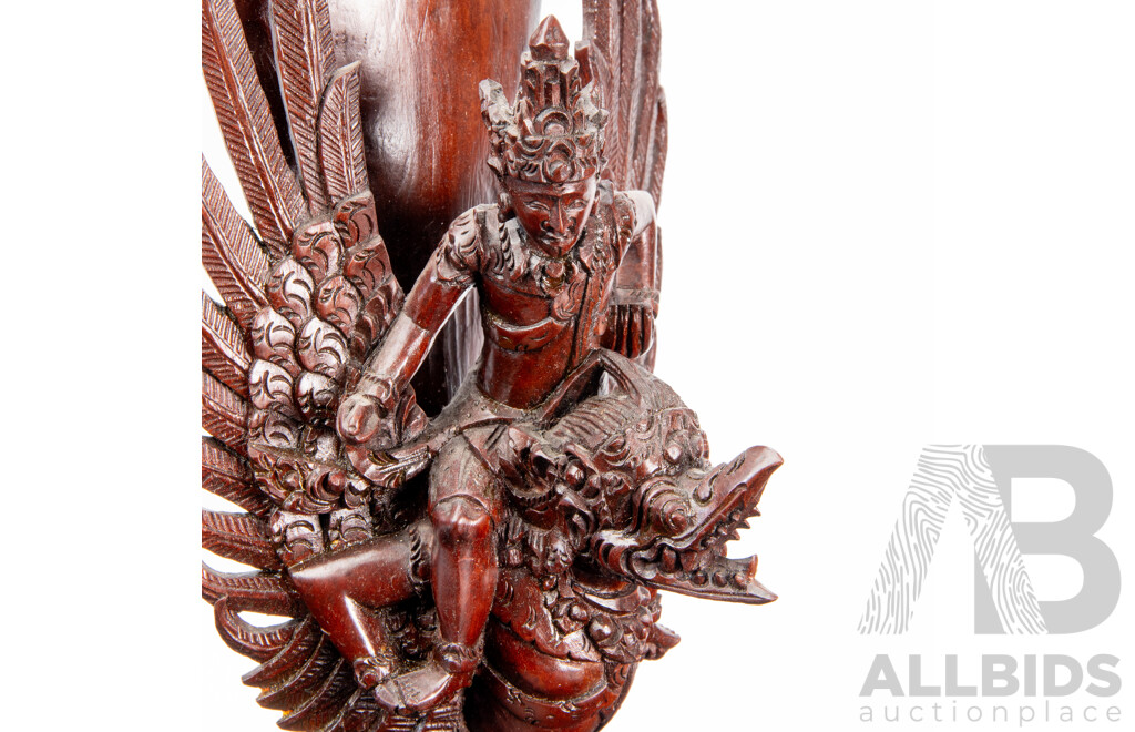 Balinese Wood Carving of Vishnu Riding Garuda by Fatimah