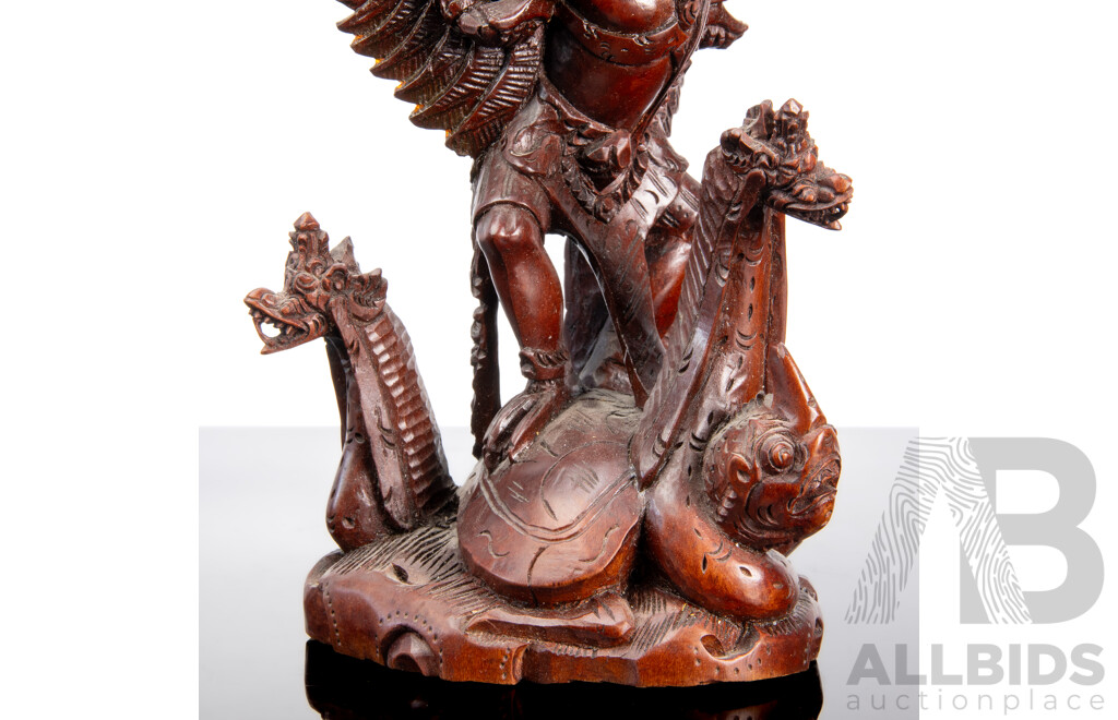 Balinese Wood Carving of Vishnu Riding Garuda by Fatimah