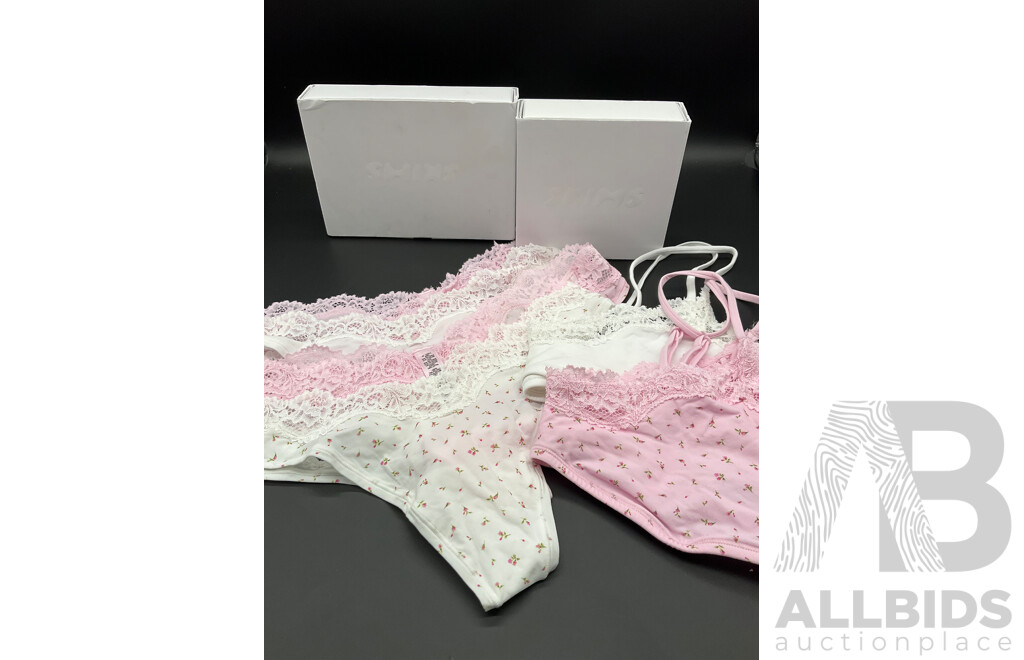 SKIMS Dipped Thongs 4pack and Lace Scoop Bralette 2pack - Lot of 2