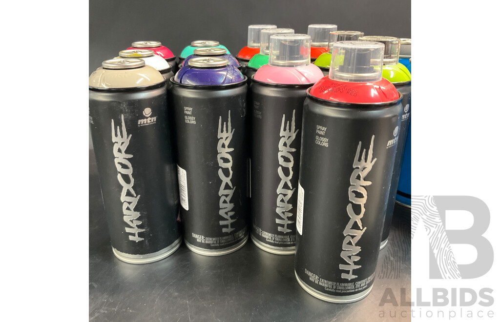 MTN Hardcore & AeroArt & Ironlak Lak Spary Paint - Lot of 21