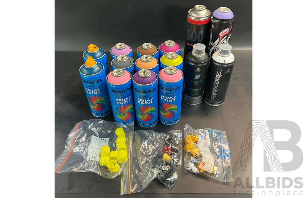 MTN, AeroArt, Molotow,Loop  Spary Paint - Lot of 15