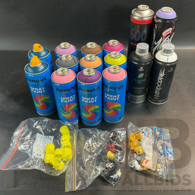 MTN, AeroArt, Molotow,Loop  Spary Paint - Lot of 15