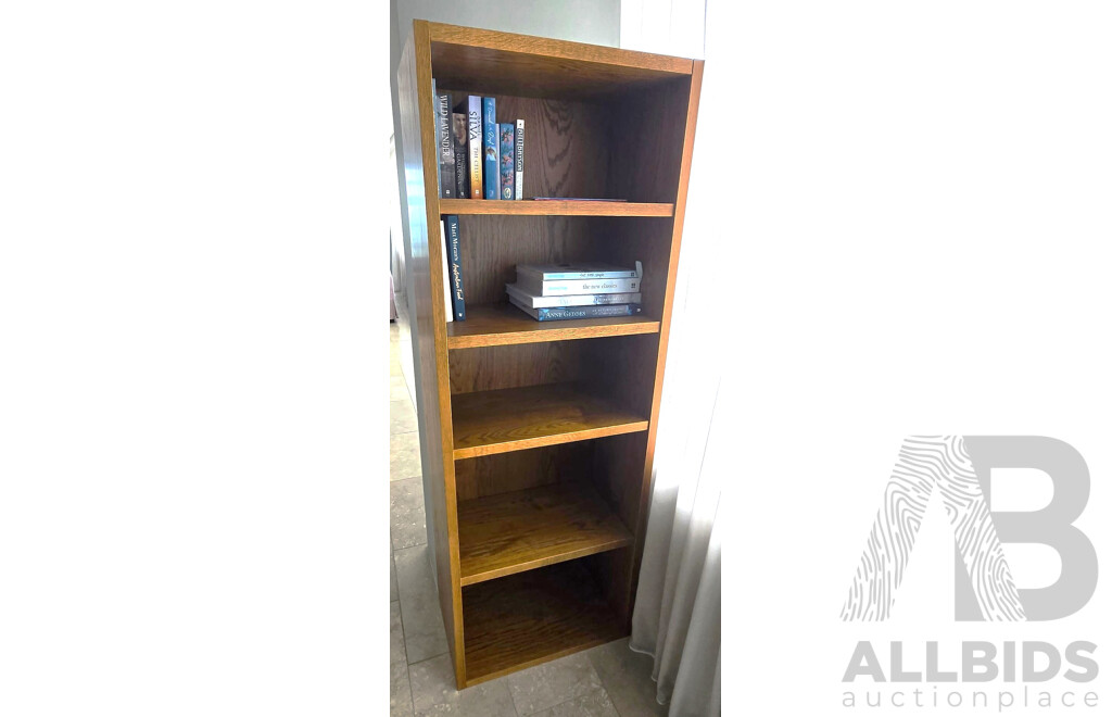 Solid Natural Ash Open Bookshelf Including Contents