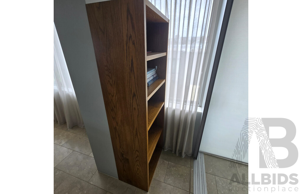 Solid Natural Ash Open Bookshelf Including Contents