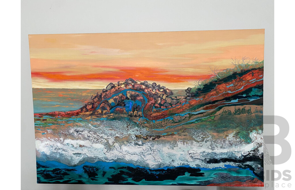 Dahl, Astyrid (1944-), 'Receding Seas of Gondwana Land', Oil on Canvas, 136 X 91cm