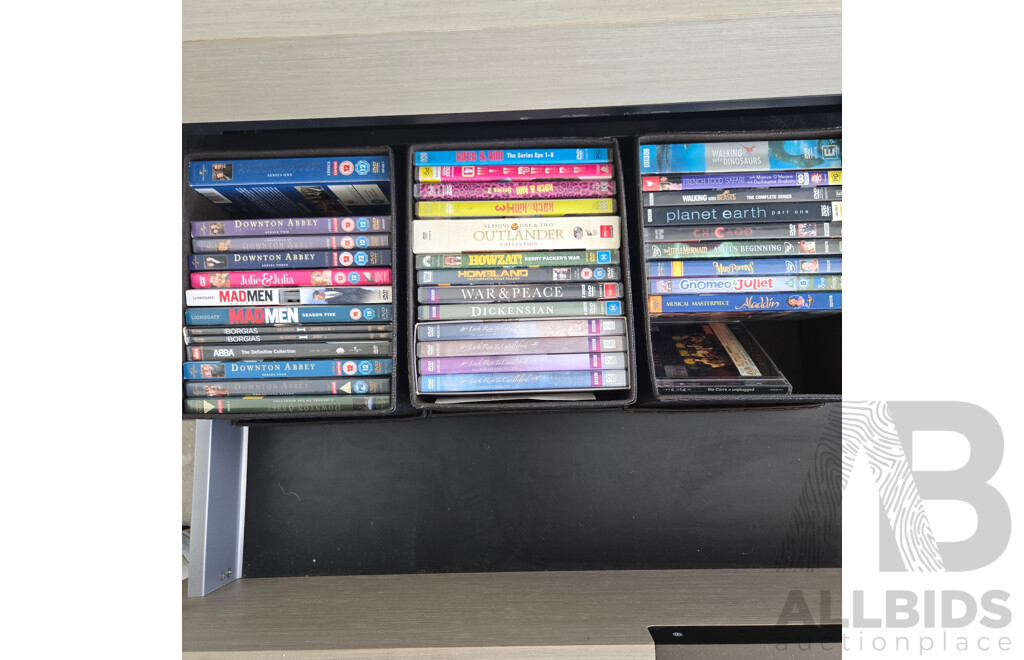 Samsung UA65CU8000W 65-inch Smart TV with Wall Brackets and Unused Stand + Samsung DVD Player, Assorted DVDs, and Telstra Gateway Connection Kit